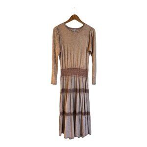Hard Tail Maxi Terry Dress Size Medium Tiered Velvet Smocked Waist